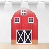 Lofaris Rustic Red Brown Barn Door Arch Party Decor Backdrop